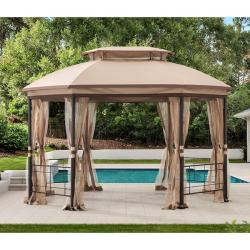 Phoenix NEW 2 Hampton Bay Seagrove 12 ft. x 10 ft. Octagonal Steel Frame Gazebo with Tan Canopy (SEALED)