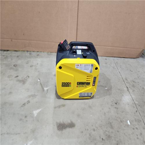 HOUSTON LOCATION - AS - IS CHAMPION 2500/1850-Watt Recoil Start Gasoline/Propane Powered Dual Fuel Inverter Generator with Quiet Technology and CO Shield