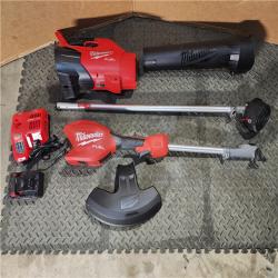 HOUSTON LOCATION - AS-IS (APPEARS LIKE NEW) Milwaukee M18 FUEL String Trimmer/Blower Combo Kit W/ 8.0 FORGE BATTERY & CHARGER