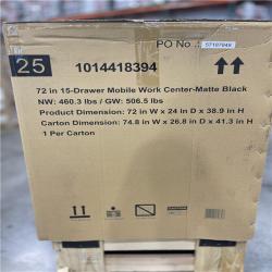DALLAS LOCATION -Husky Heavy-Duty 72 in. W 15-Drawer Matte Black Mobile Workbench with Wood top