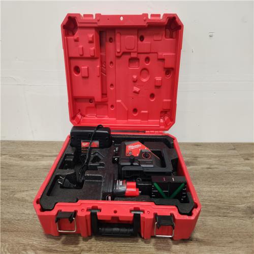 Phoenix Location Milwaukee M12 12-Volt Lithium-Ion Cordless Green 250 ft. 3-Plane Laser Level Kit with One 4.0 Ah Battery, Charger and Case 3632-21