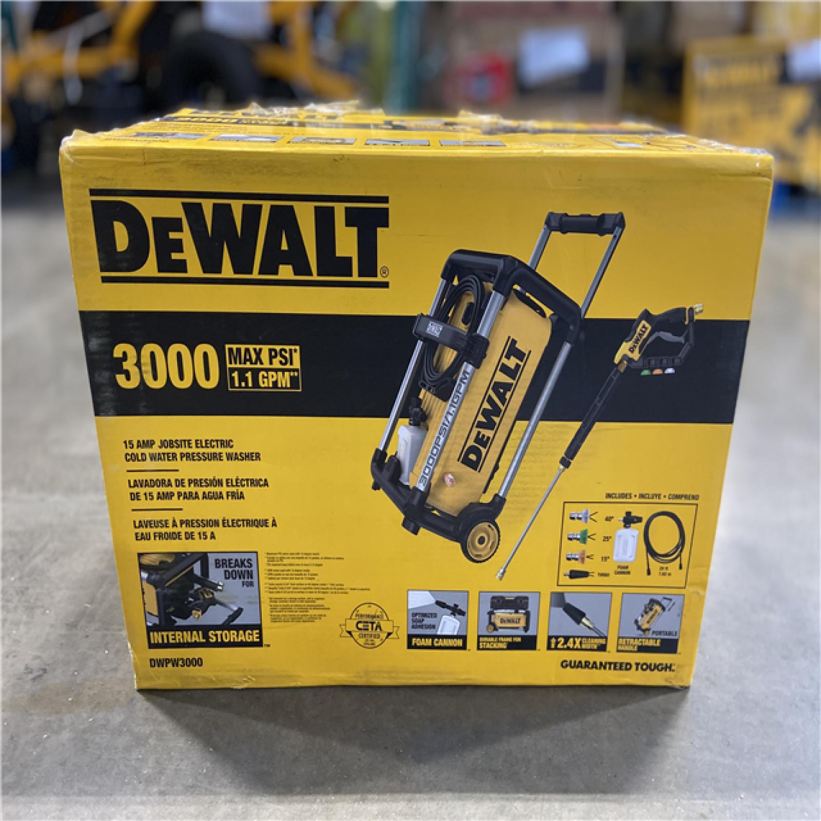 AS-IS - DEWALT 3000 PSI 1.1 GPM 15 Amp Cold Water Electric Pressure Washer with Internal Equipment Storage