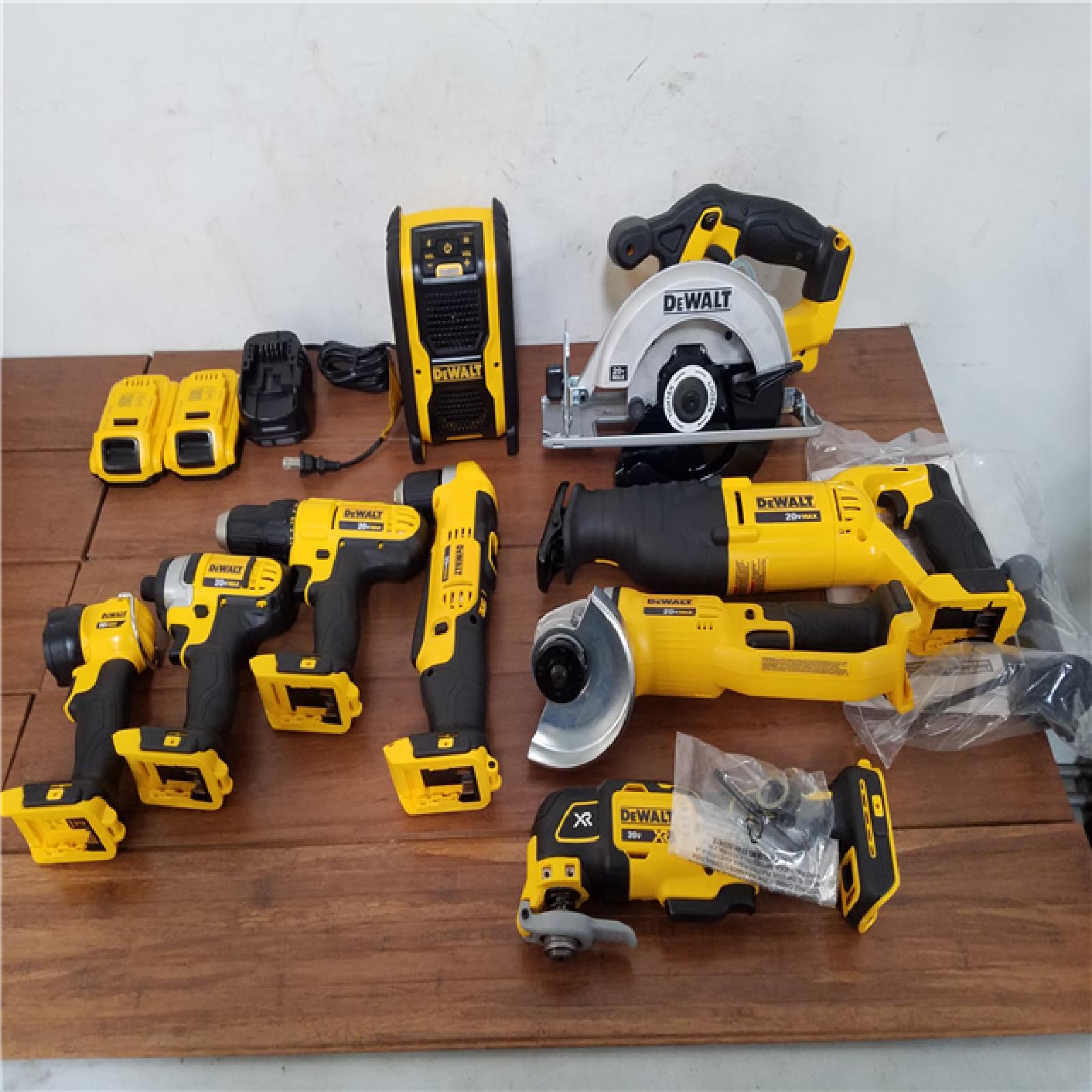 California NEW DeWalt 9-Tool Combo Kit  Includes (2) Batteries  Charger and (2) Bags