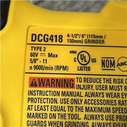 AS-IS DEWALT FLEXVOLT 60V MAX Cordless Brushless 4.5 in. to 6 in. Small Angle Grinder with Kickback Brake (Tool Only)