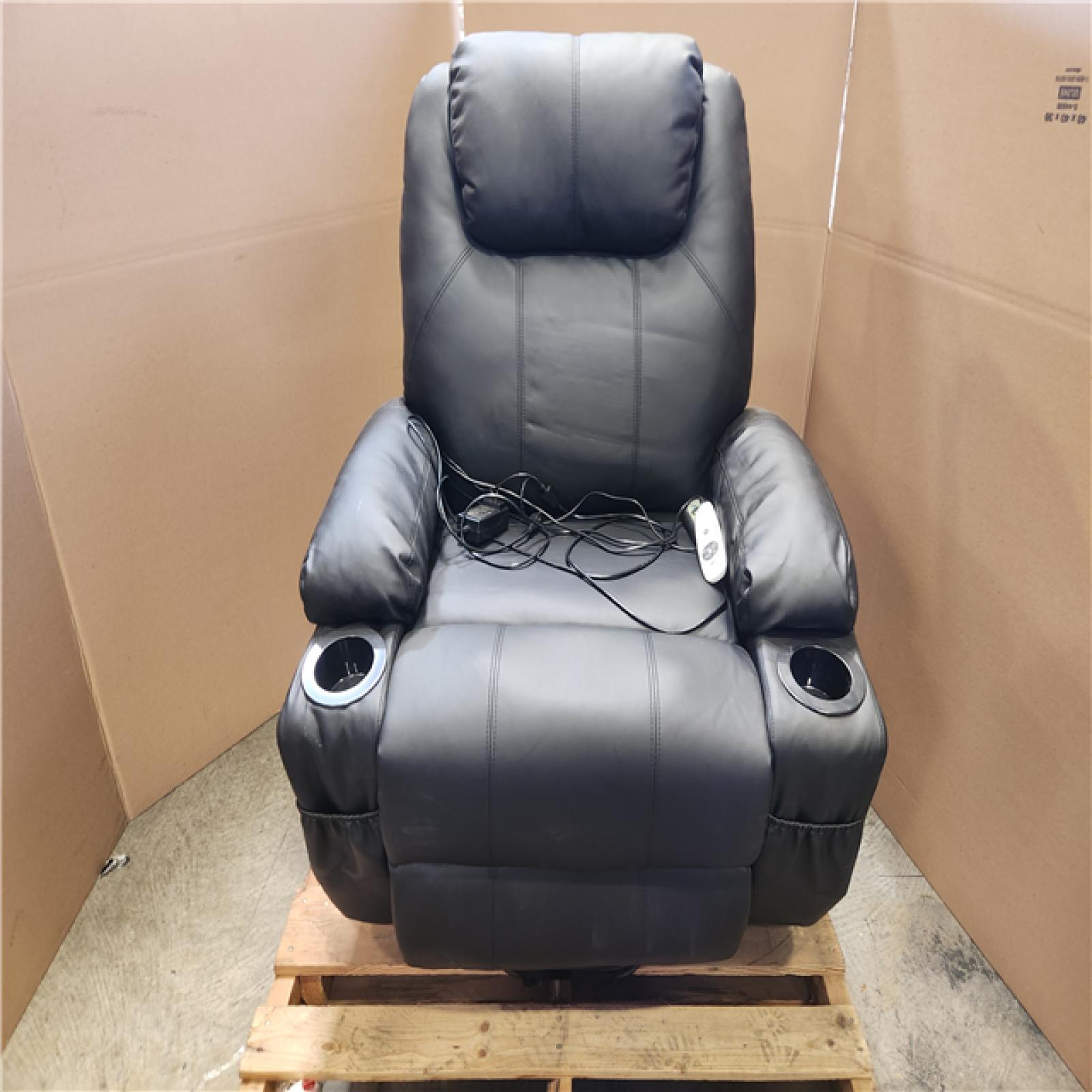 Phoenix Bestier 35 in. W Black Power Lift Recliner Chair with 8-Point Massage and Heating Living Room Chair with Pillow and Side Pockets