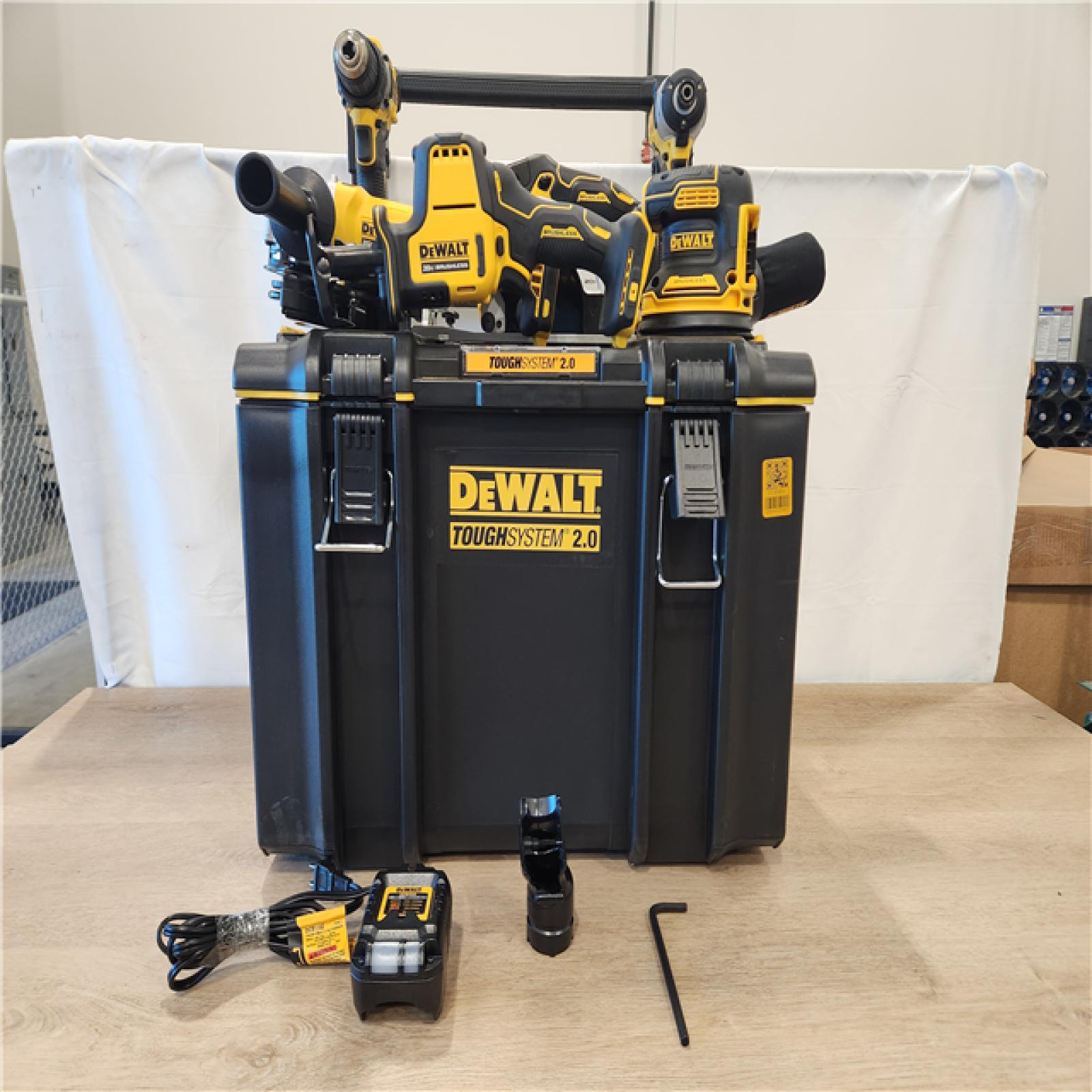 AS-IS- DEWALT 20V Lithium-Ion Cordless 6-Tool Combo Kit with 5.0 Ah and 2.0 Ah Batteries  Charger and Tough System 2.0 Rolling Toolbox