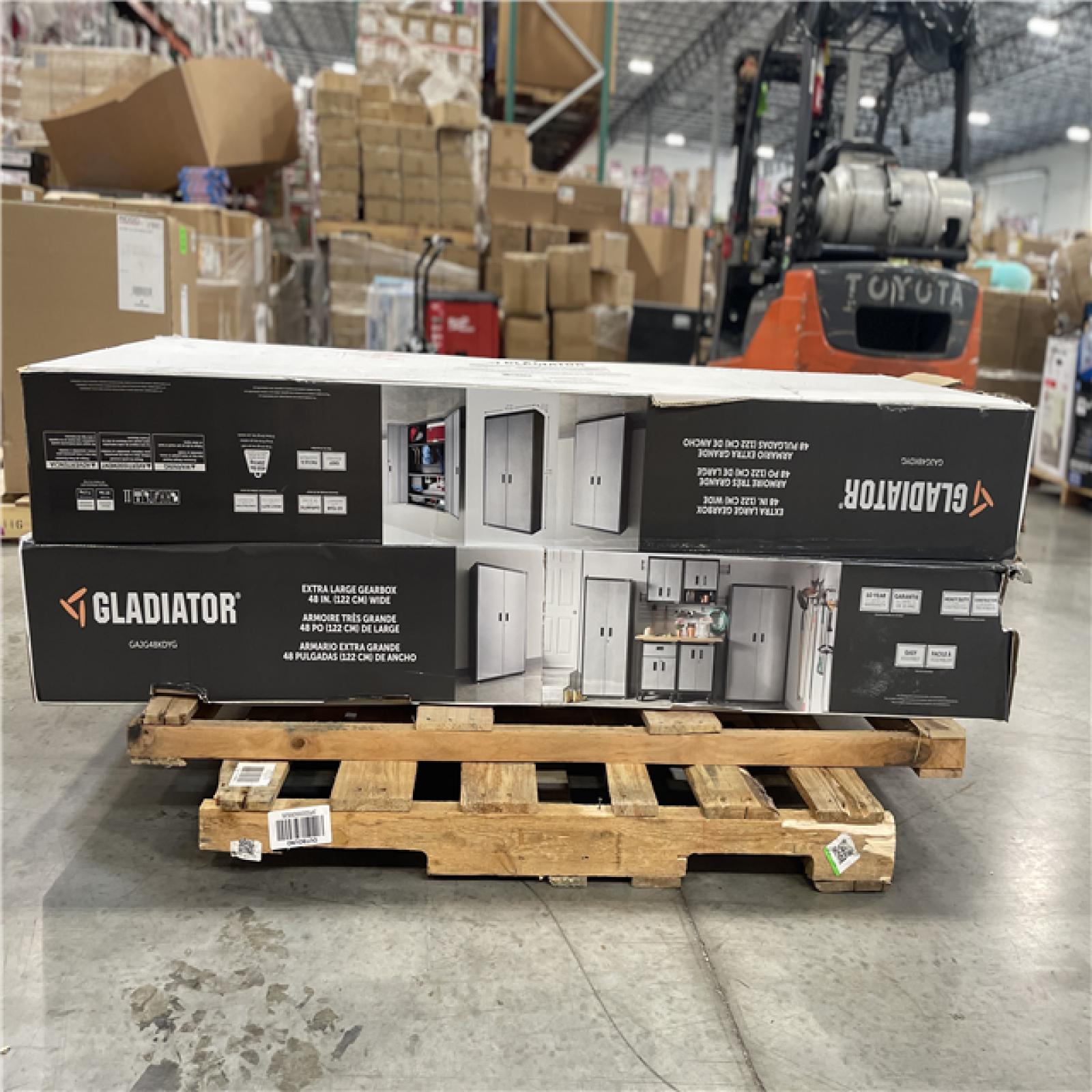 DALLAS LOCATION- AS-IS Ready-to-Assemble Steel Freestanding Garage Cabinet in Silver Tread (48 in. W x 72 in. H x 18 in. D) PALLET-(2 UNITS)