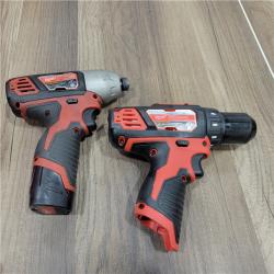 AS-IS Milwaukee    M12 12V Lithium-Ion Cordless Drill Driver/Impact Driver Combo Kit with Two 1.5Ah Batteries, Charger and Bag (2-Tool)
