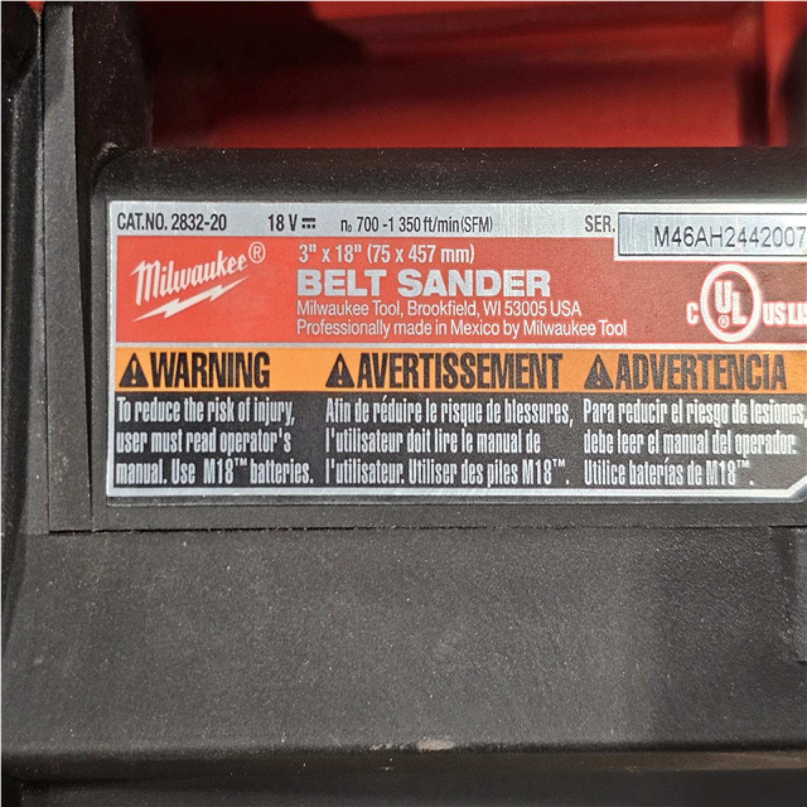 AS-IS Milwaukee FUEL 18-Volt Lithium-Ion Cordless Belt Sander (Tool-Only)
