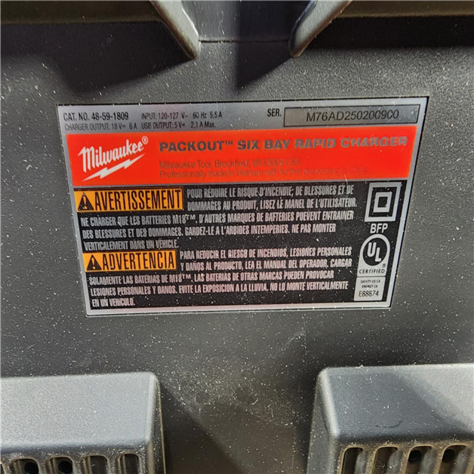 HOUSTON LOCATION - AS-IS Milwaukee M18 Packout Six Bay Rapid Charger (TOOL ONLY)