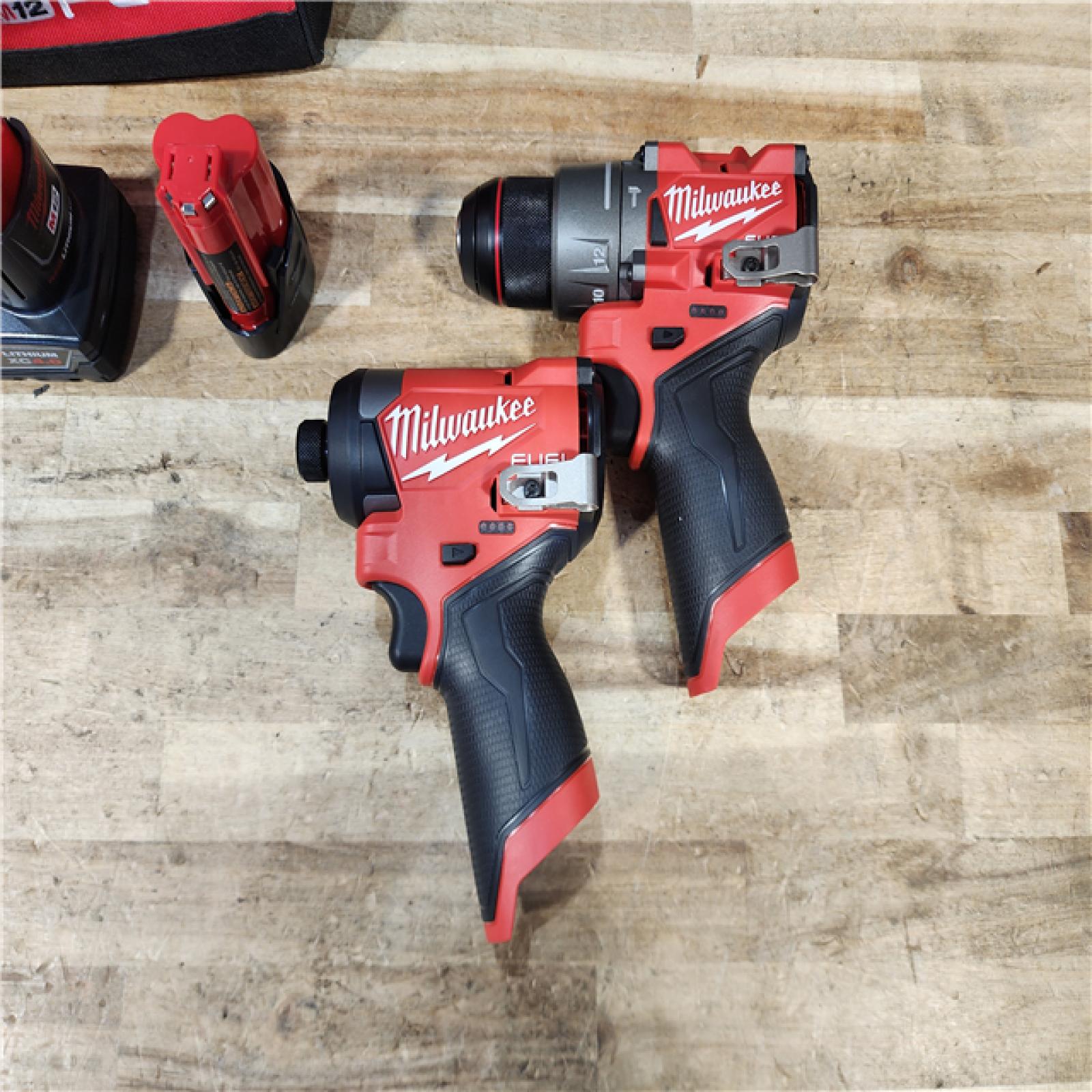 HOUSTON LOCATION - AS - IS Milwaukee FUEL 12-Volt Lithium-Ion Brushless Cordless Hammer Drill and Impact Driver Combo Kit