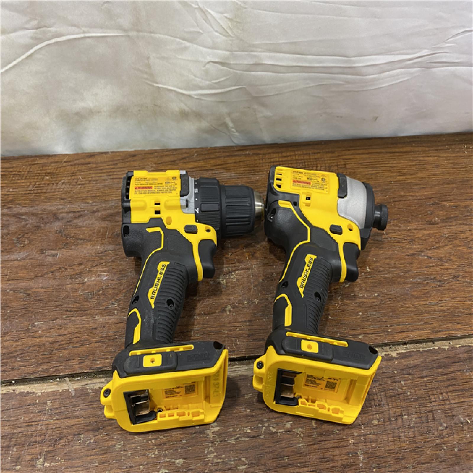 AS-IS Dewalt DCK225D2 20V MAX ATOMIC Brushless Compact Lithium-Ion 1/2 in. Cordless Drill Driver and 1/4 in. Impact Driver Combo Kit with 2 Batteries 2 Ah