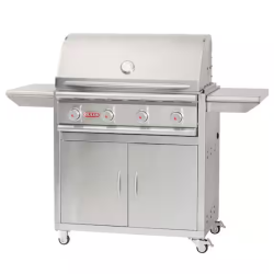 DALLAS LOCATION- NEW! BULL Stallion 4-Burner Cart Propane Grill in Stainless Steel