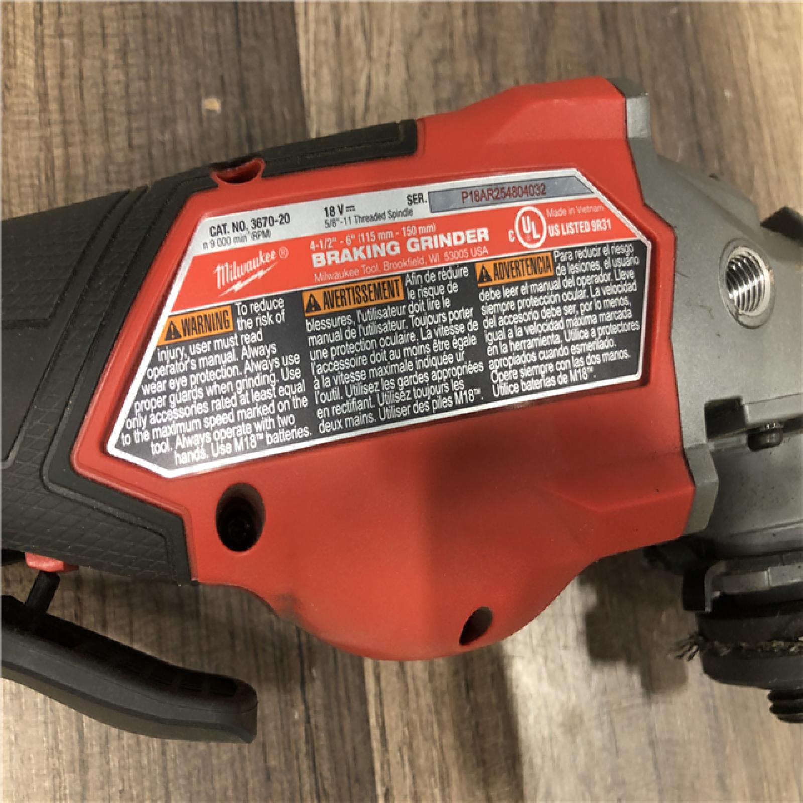 AS-IS Milwaukee FUEL 18-Volt Lithium-Ion Brushless Cordless 4-1/2 in./6 in. Braking Grinder with Paddle Switch (Tool-Only)