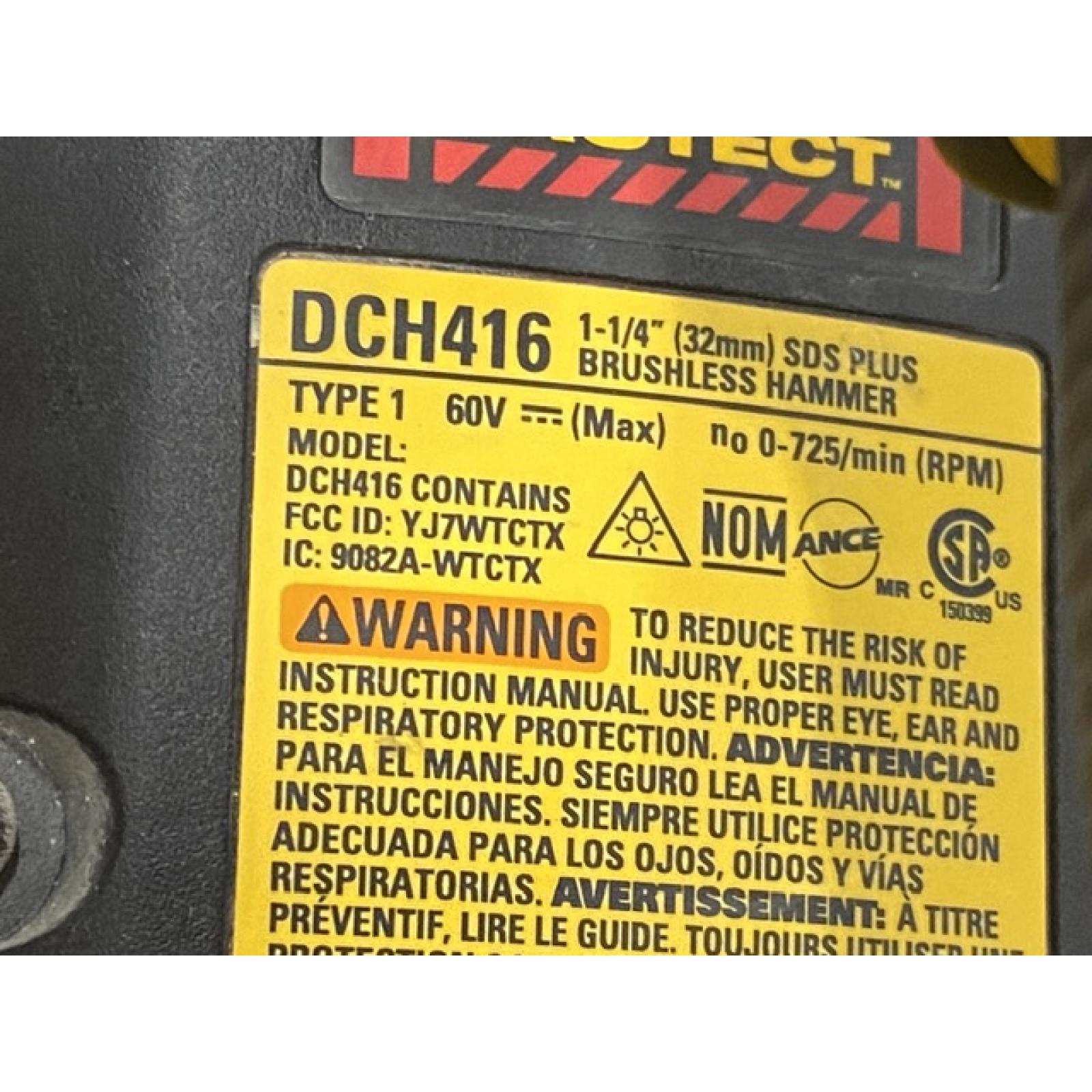 AS-IS DEWALT FLEXVOLT 60V MAX Cordless 1-1/4 in. SDS Plus Rotary Hammer (Tool Only)