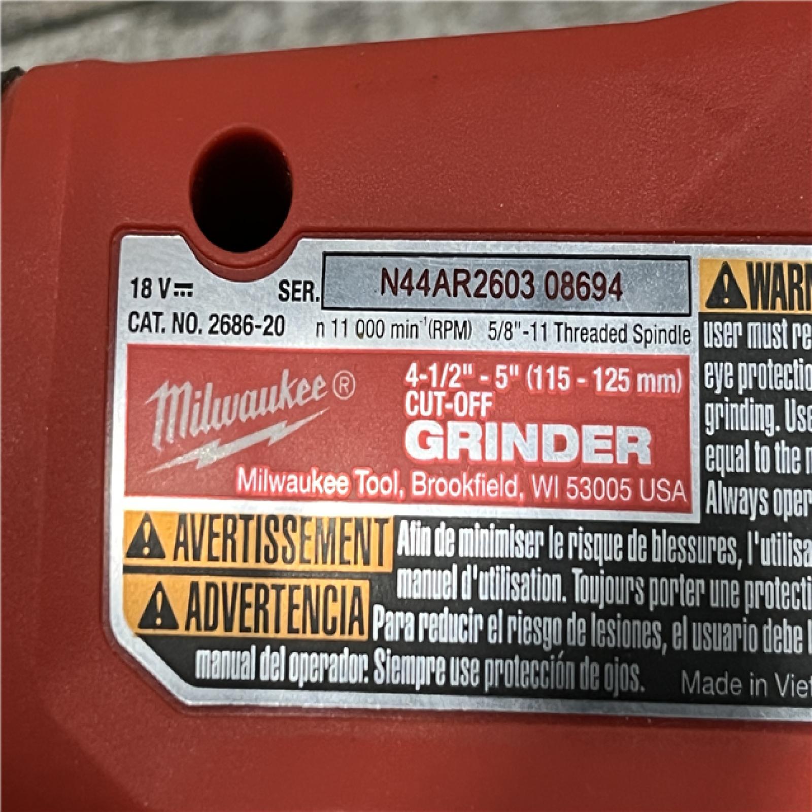 AS-IS Milwaukee 18V Lithium-Ion Brushless Cordless 4-1/2 in./5 in. Grinder w/Paddle Switch (Tool-Only)