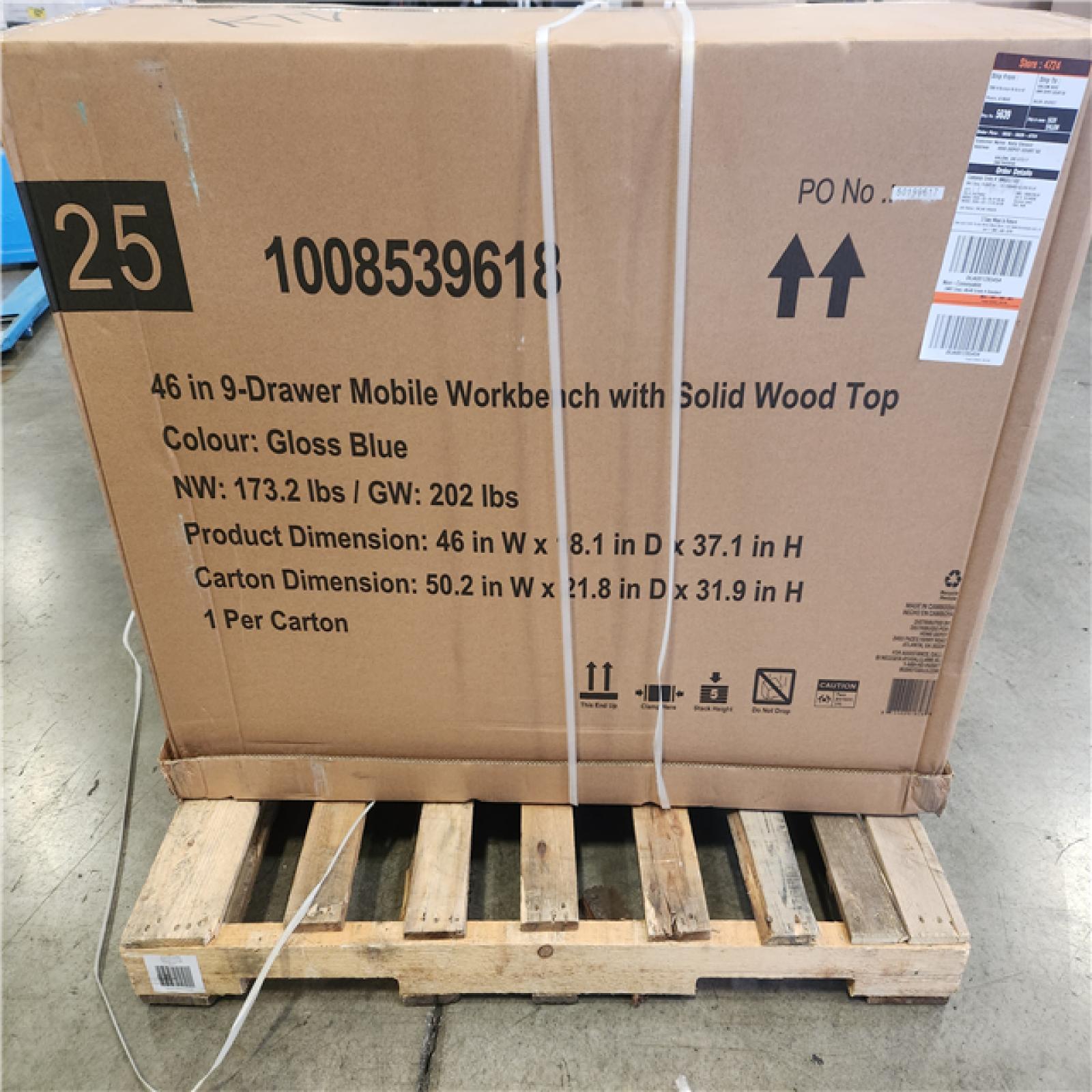 Phoenix NEW Husky Tool Storage 46 in. W x 18 in. D 9-Drawer Gloss Blue Mobile Workbench Cabinet