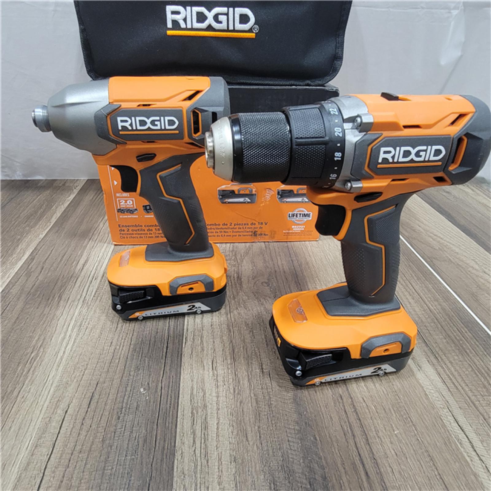 GOOD RIDGID 18v 2 Tool Combo Kit 1/2 Drill/Driver 1/4 Impact Driver