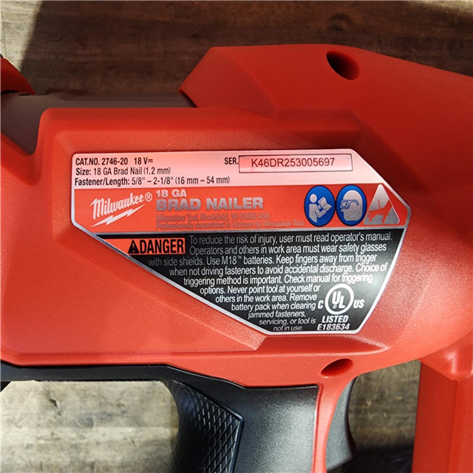 HOUSTON LOCATION - AS-IS (APPEARS LIKE NEW) Milwaukee M18 FUEL 18 Gauge Brad Nailer (TOOL ONLY)