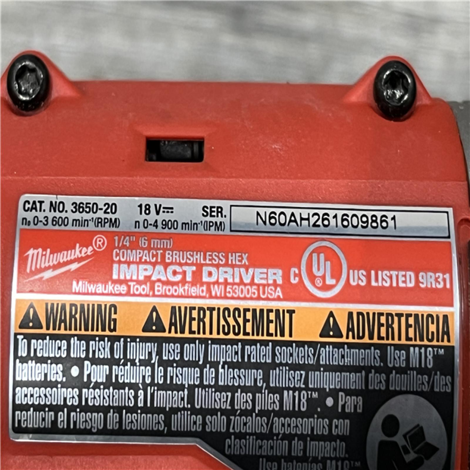 AS-IS Milwaukee 18-Volt Lithium-Ion Compact Brushless Cordless 1/4 in. Impact Driver Kit