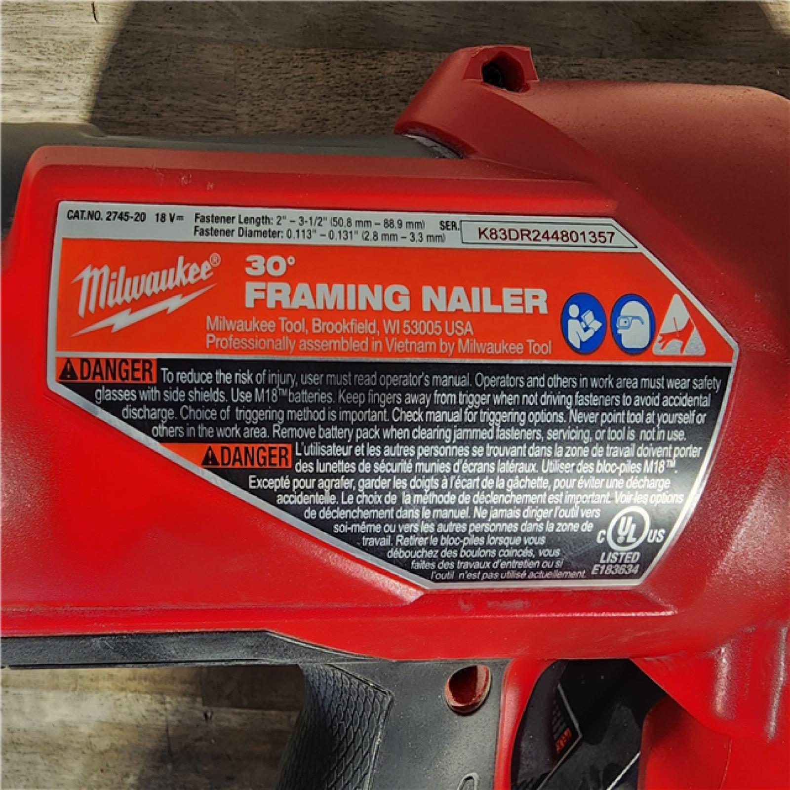 HOUSTON LOCATION - AS-IS M18 FUEL 3-1/2 in. 18-Volt 30-Degree Lithium-Ion Brushless Cordless Framing Nailer (Tool-Only)