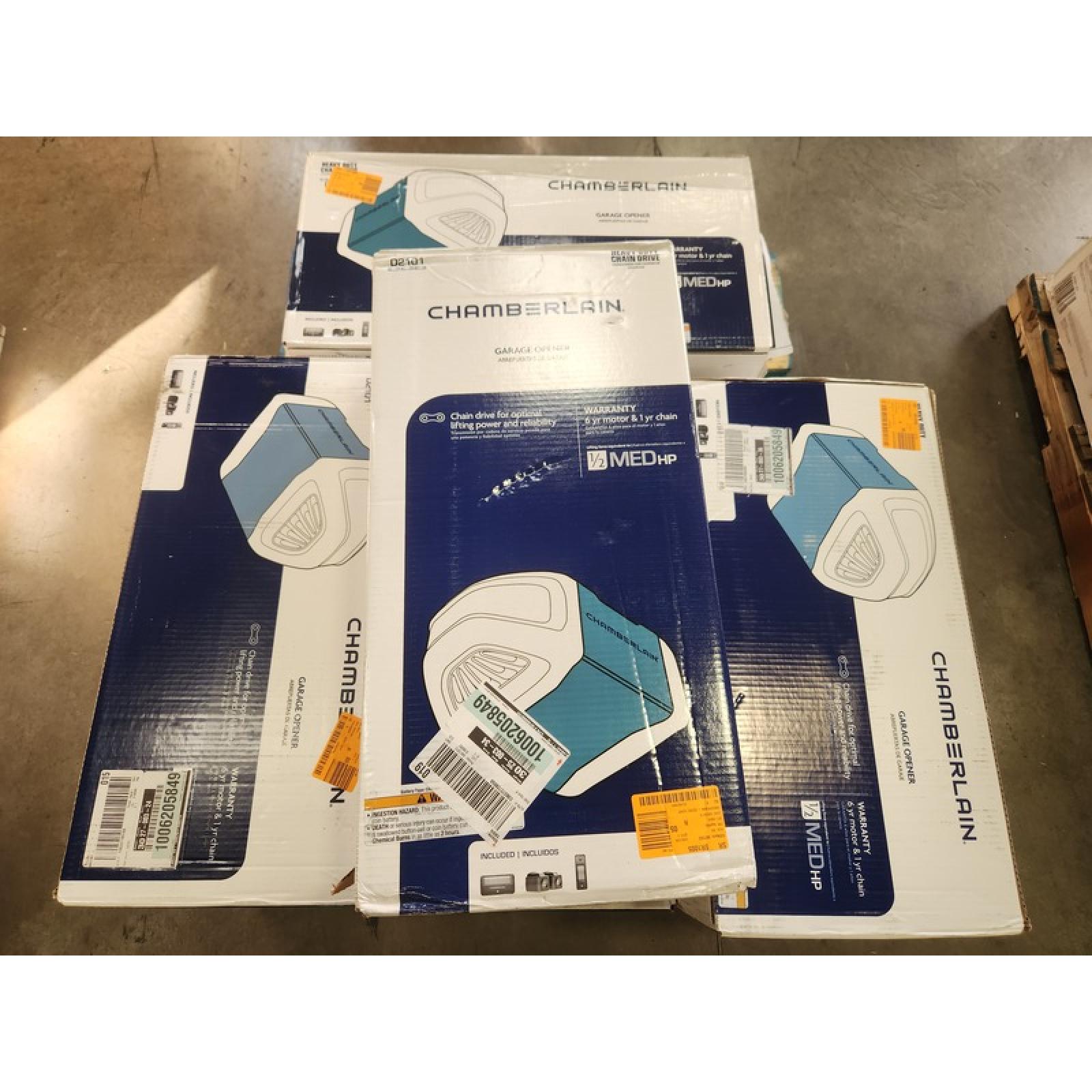 Phoenix NEW Chamberlain 1/2 HP Heavy-Duty Chain Drive Garage Door Opener Pallet (9-Boxes)