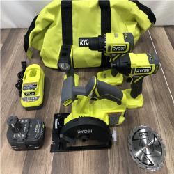 AS-IS RYOBI ONE+ 18V Cordless 4-Tool Combo Kit with 1.5 Ah Battery  4.0 Ah Battery  and Charger