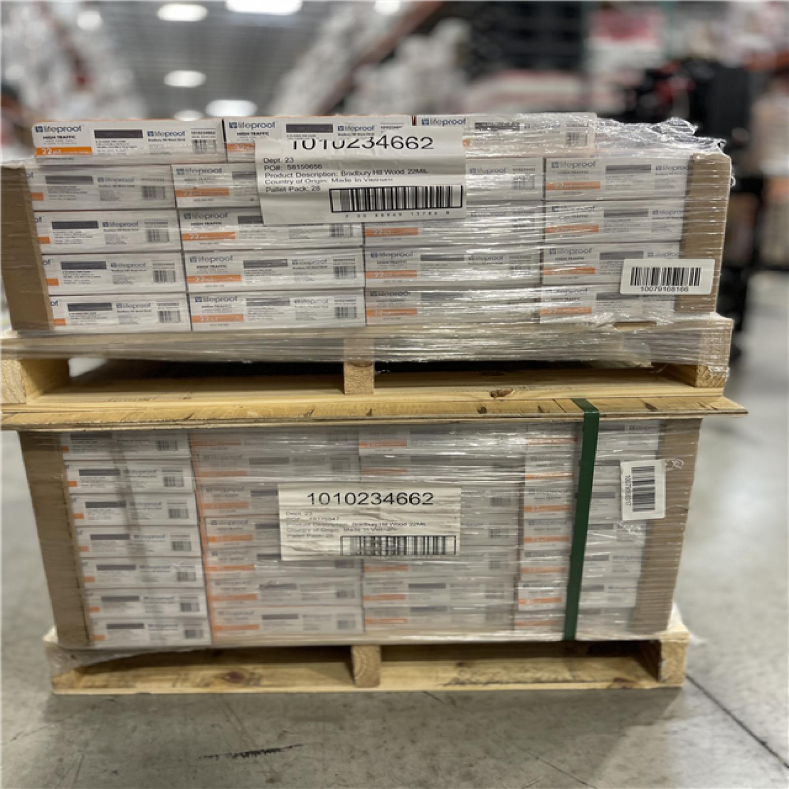 DALLAS LOCATION- Lifeproof Bradbury Hill Wood 22 MIL x 7.1 in. W x 48 in. L Click Lock Waterproof Luxury Vinyl Plank Flooring PALLET-(51 CASES)