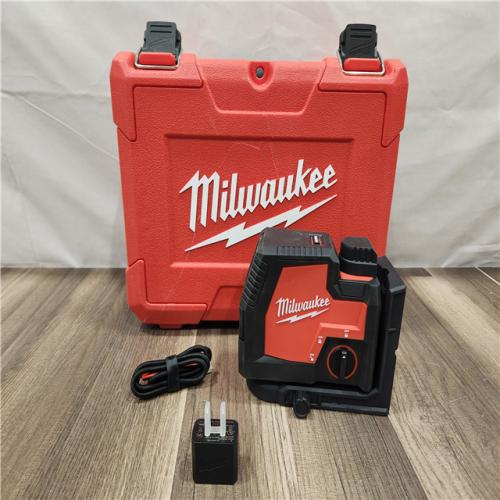 AS-IS- MILWAUKEE 100 Ft. REDLITHIUM Lithium-Ion USB Green Rechargeable Cross Line Laser Level with Charger