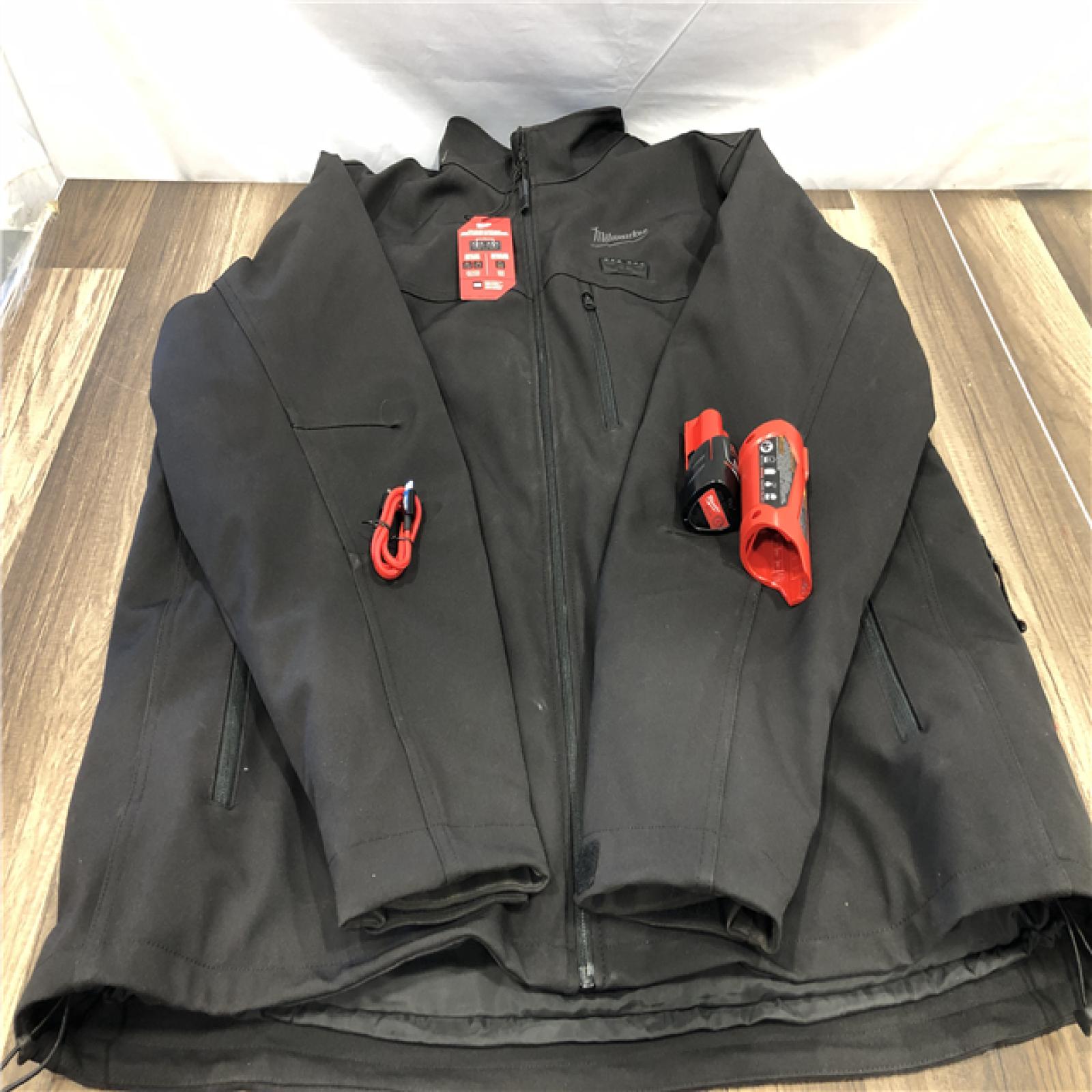 AS-IS Milwaukee Men's 2X-Large 12-Volt Lithium-Ion Cordless Tough Shell Black Heated Jacket with