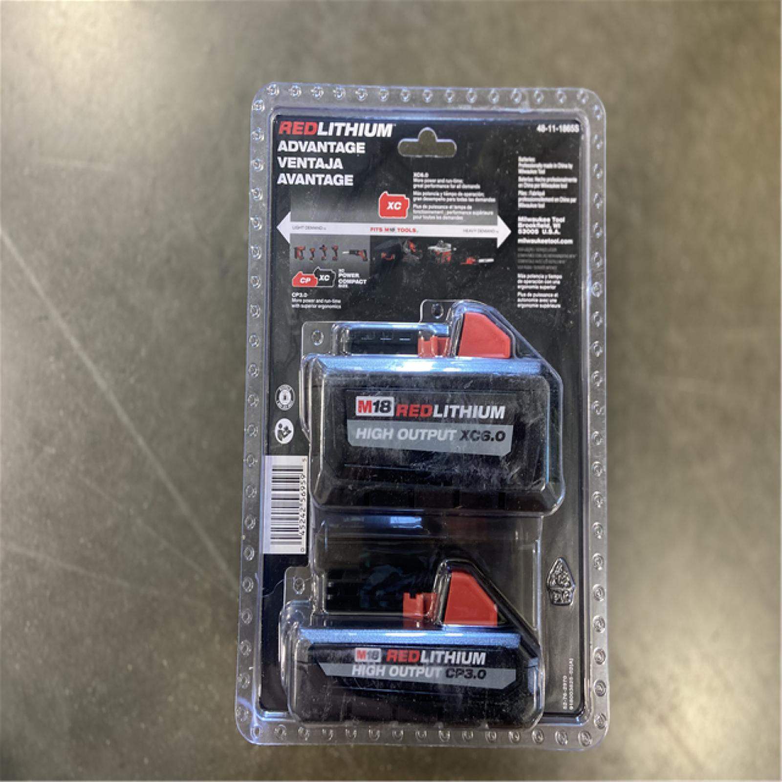 NEW! - Milwaukee M18 REDLITHIUM High Output XC6.0 Battery & CP3.0 Battery 2pk