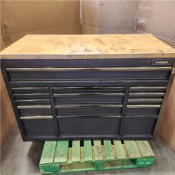 Phoenix AS-IS Husky 61 in. W x 23 in. D Heavy Duty 15-Drawer Mobile Workbench Tool Chest with Solid Wood Top in Matte Black