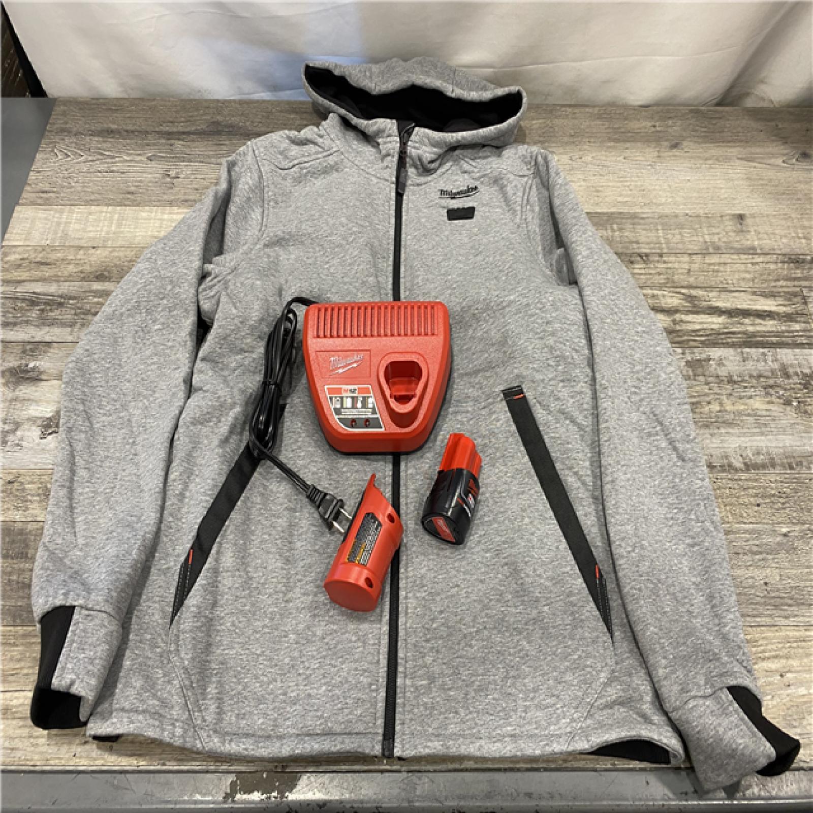 AS-IS Milwaukee Women's Large  12-Volt Lithium-Ion Cordless Gray Heated Jacket Hoodie Kit