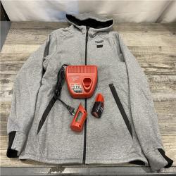 AS-IS Milwaukee Women's Large  12-Volt Lithium-Ion Cordless Gray Heated Jacket Hoodie Kit
