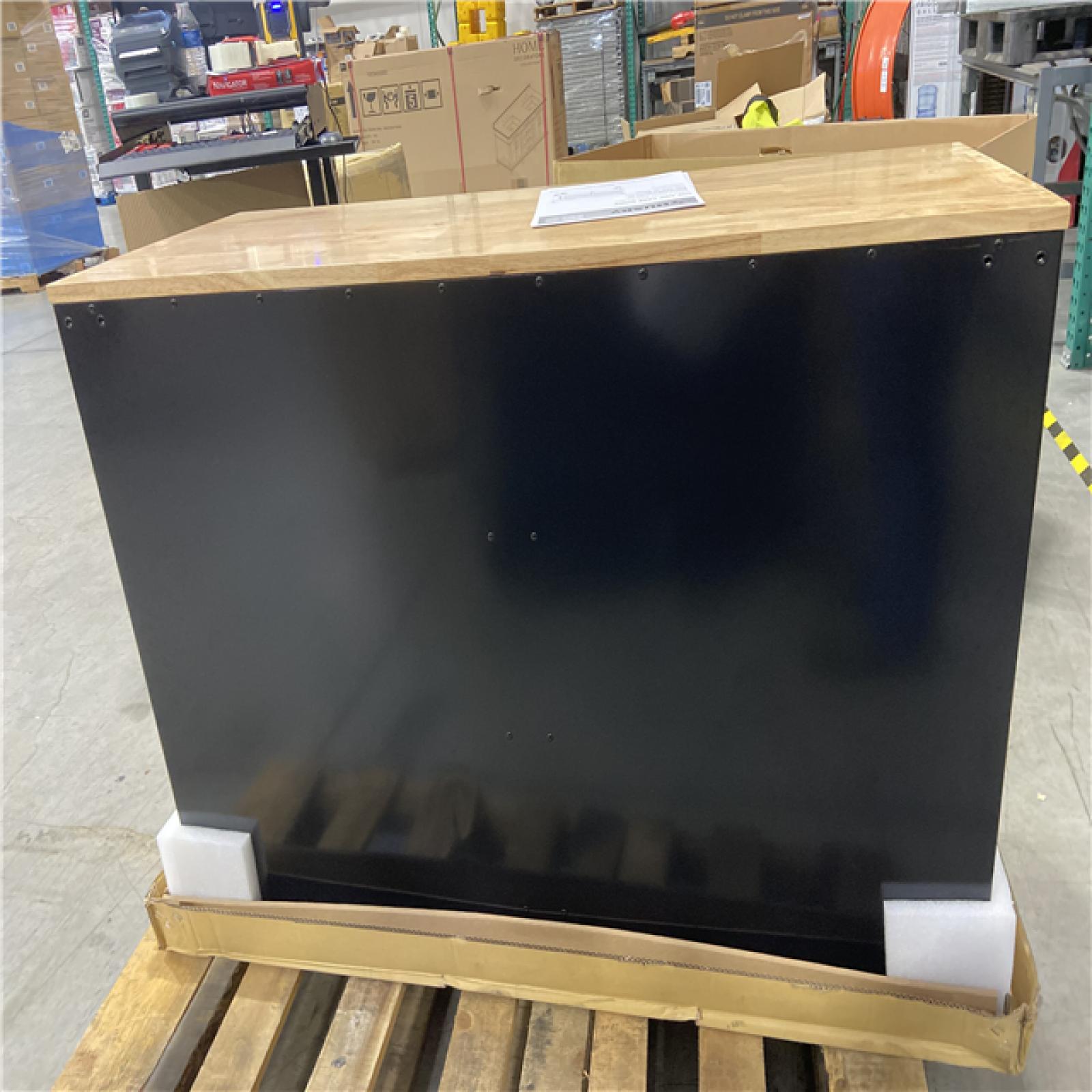 DALLAS LOCATION -Husky Tool Storage 46 in. W x 18 in. D 9-Drawer Mobile Workbench Cabinet in Gloss Black