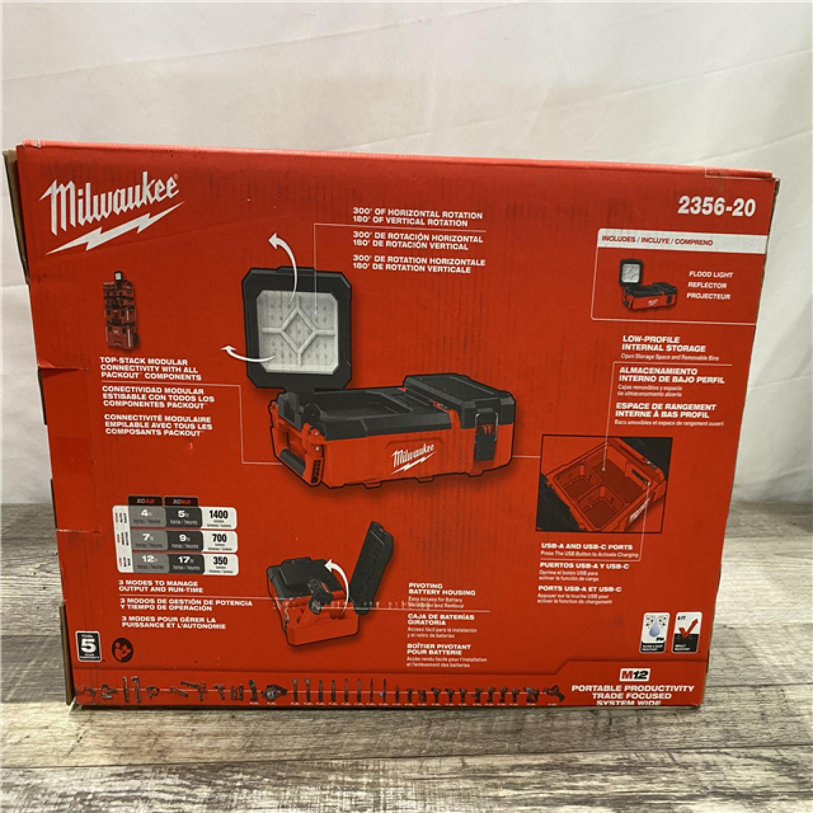 NEW - Milwaukee 12-Volt Lithium-Ion Cordless PACKOUT Flood Light w/USB Charging