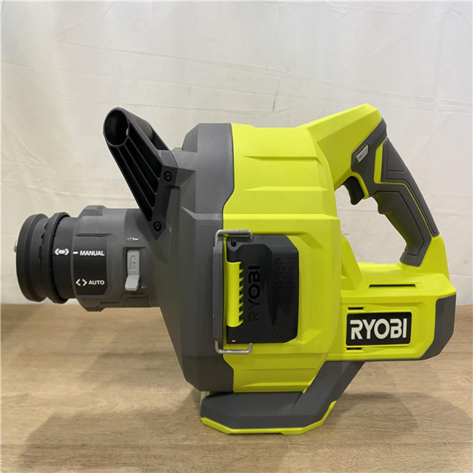 AS-IS RYOBI ONE+ 18V Cordless Drain Auger with 35 Ft Cable  LED Light  Auto Feed/Retract  Cable Lock  Enclosed Drum (Tool Only)