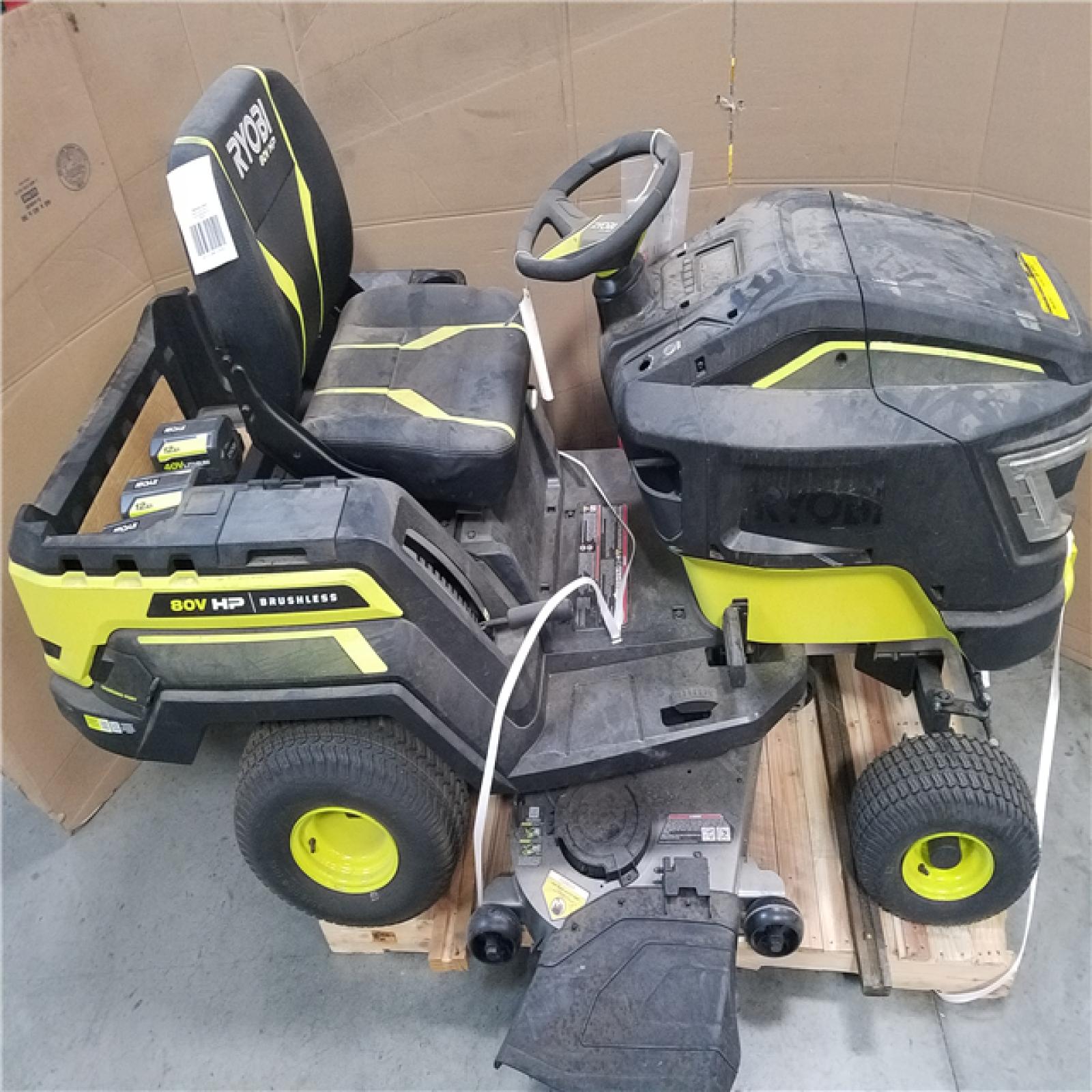 CALIFORNIA AS-IS RYOBI 80V 46BATTERY LAWN TRACTOR