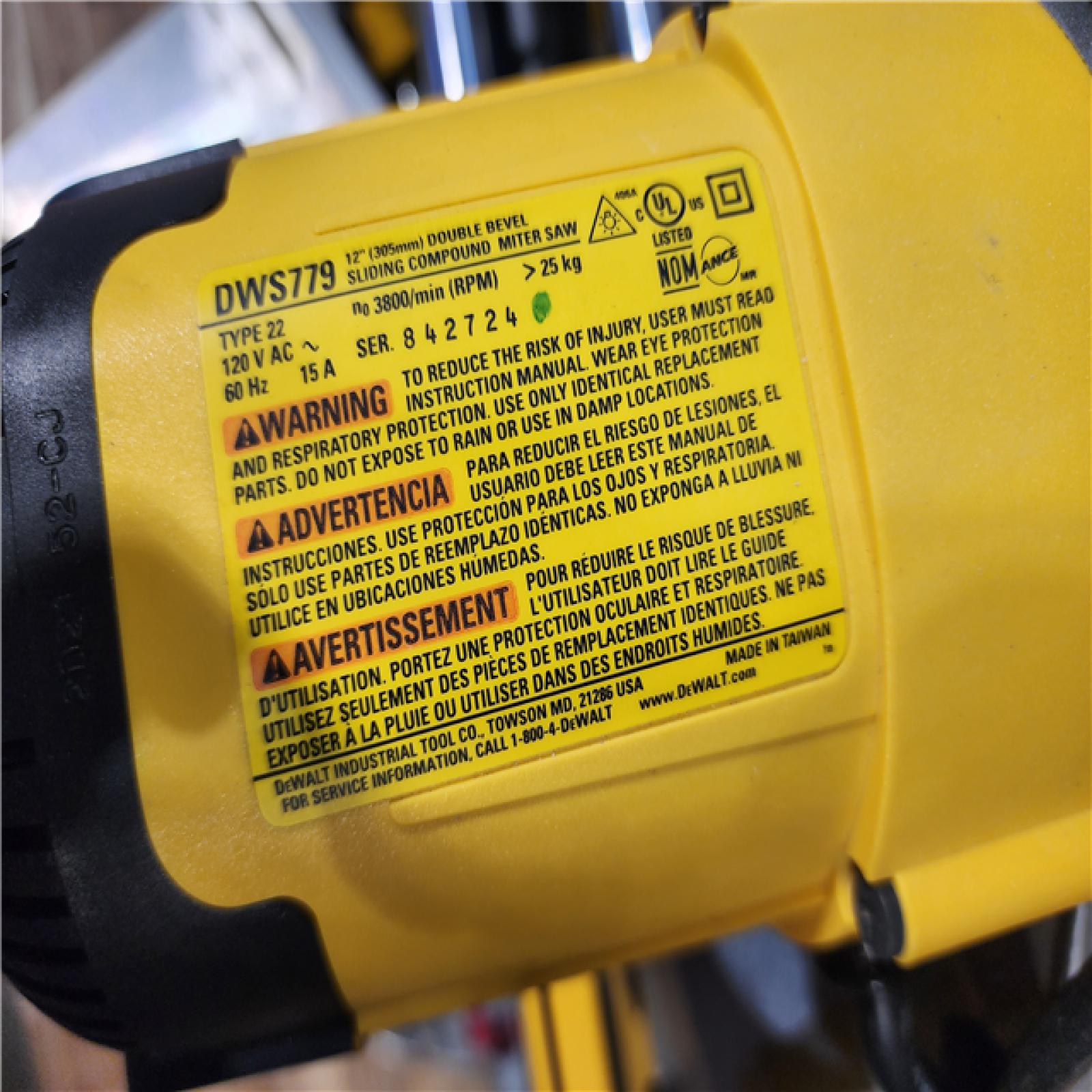 HOUSTON LOCATION - AS - IS DEWALT 15 Amp Corded 12 in. Double Bevel Sliding Compound Miter Saw