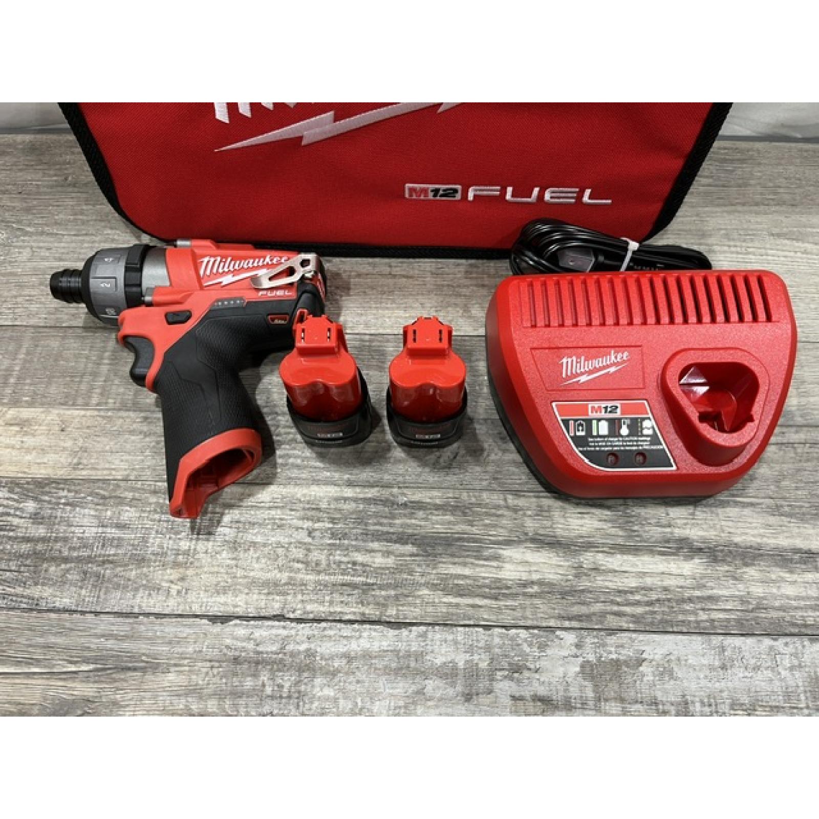 AS-IS Milwaukee FUEL 12-Volt Lithium-Ion Brushless Cordless 1/4 in. Hex 2-Speed Screwdriver Kit