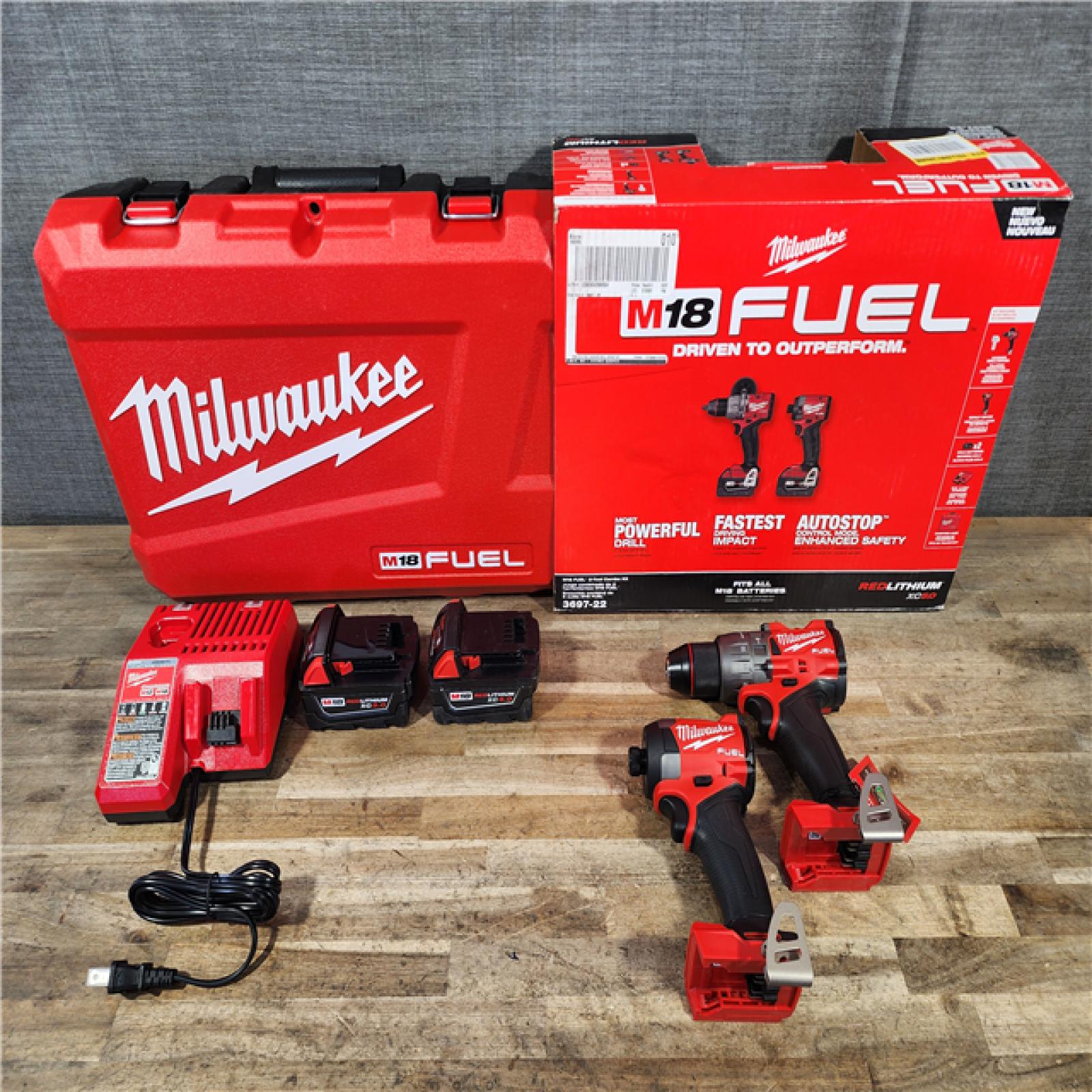 HOUSTON LOCATION - AS-IS (APPEARS LIKE NEW) Milwaukee FUEL 18V Lithium-Ion Brushless Cordless Hammer Drill and Impact Driver Combo Kit