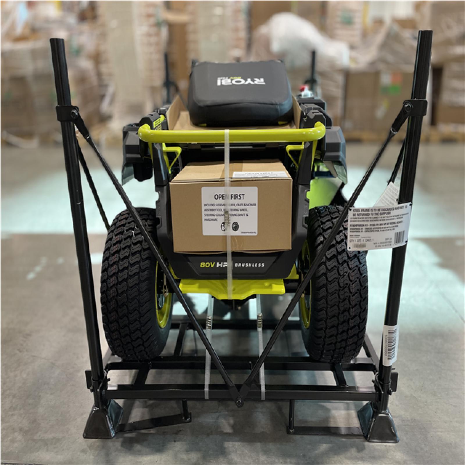 DALLAS LOCATION- RYOBI R1 80V HP Brushless Lithium Battery Cordless Electric 30 in. Riding Lawn Mower with 14 Ah Battery and Charger