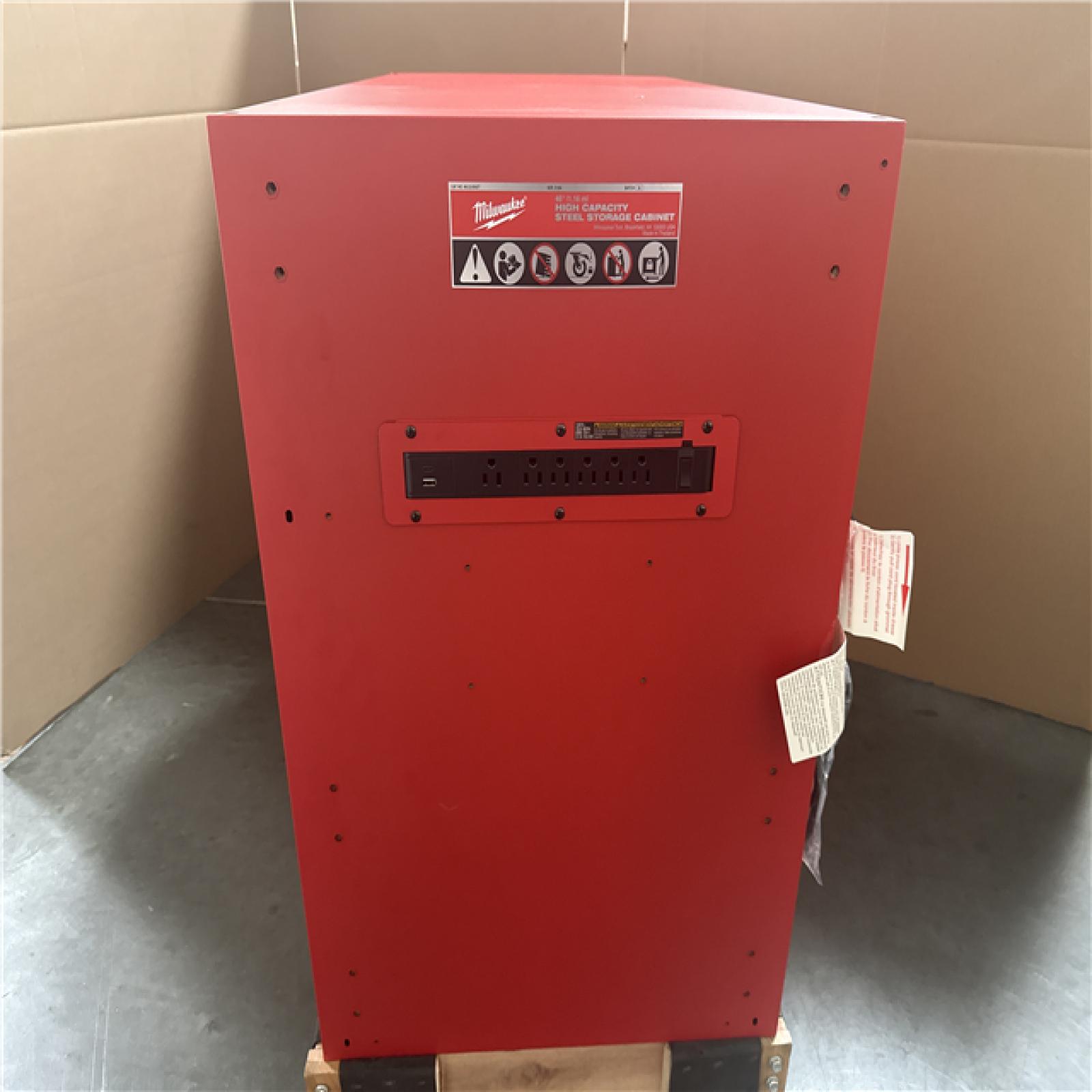 CALIFORNIA LIKE NEW MILWAUKEE HIGH CAPACITY STEEL STORAGE CABINET