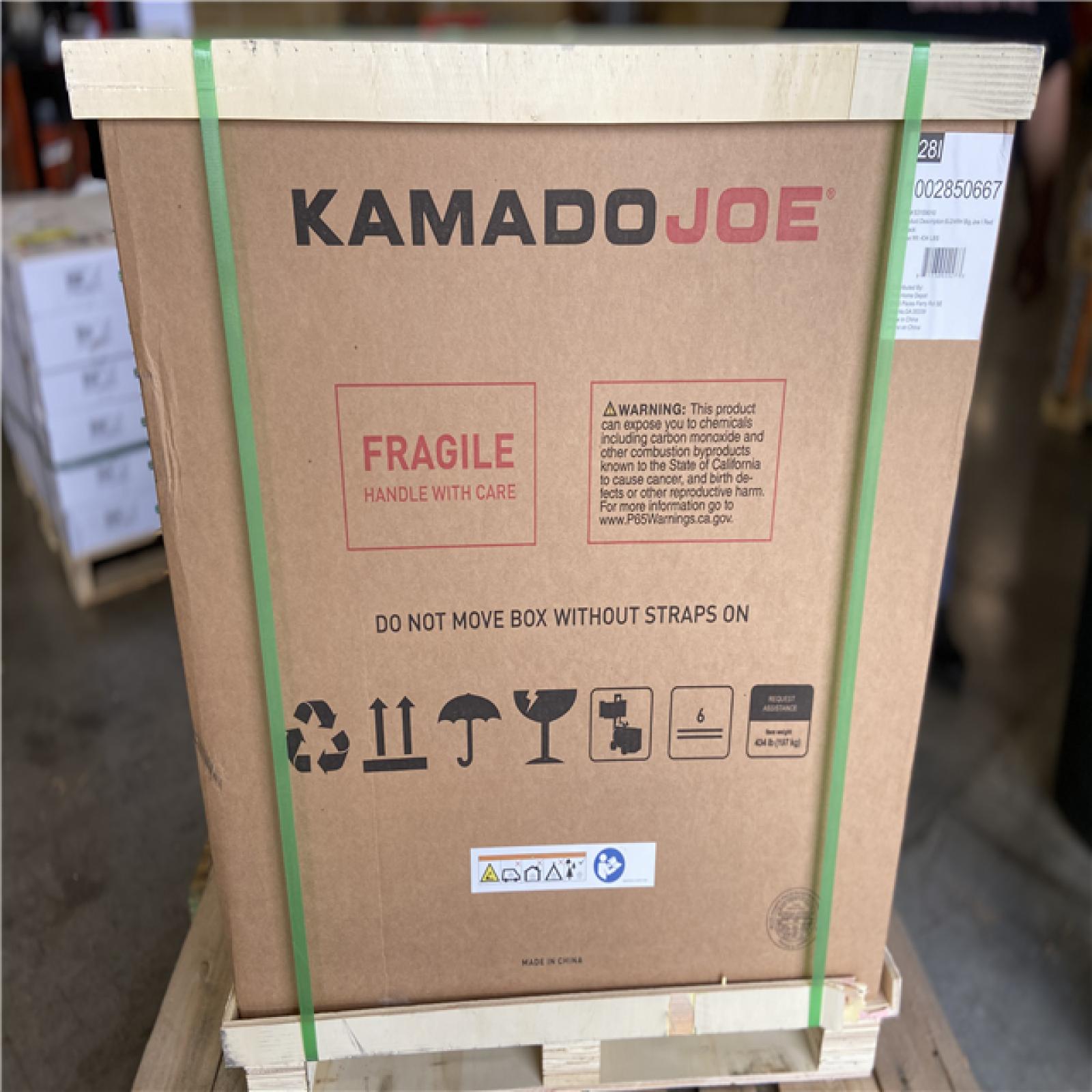 DALLAS LOCATION-  Kamado Joe Big Joe I 24 in. Charcoal Grill in Red with Cart, Side Shelves, Grate Gripper, and Ash Tool