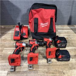 Houston Location AS-IS Milwaukee Hammer Drill Driver and Impact Drivers QTY/2 and Batteries QTY/2 with Charger