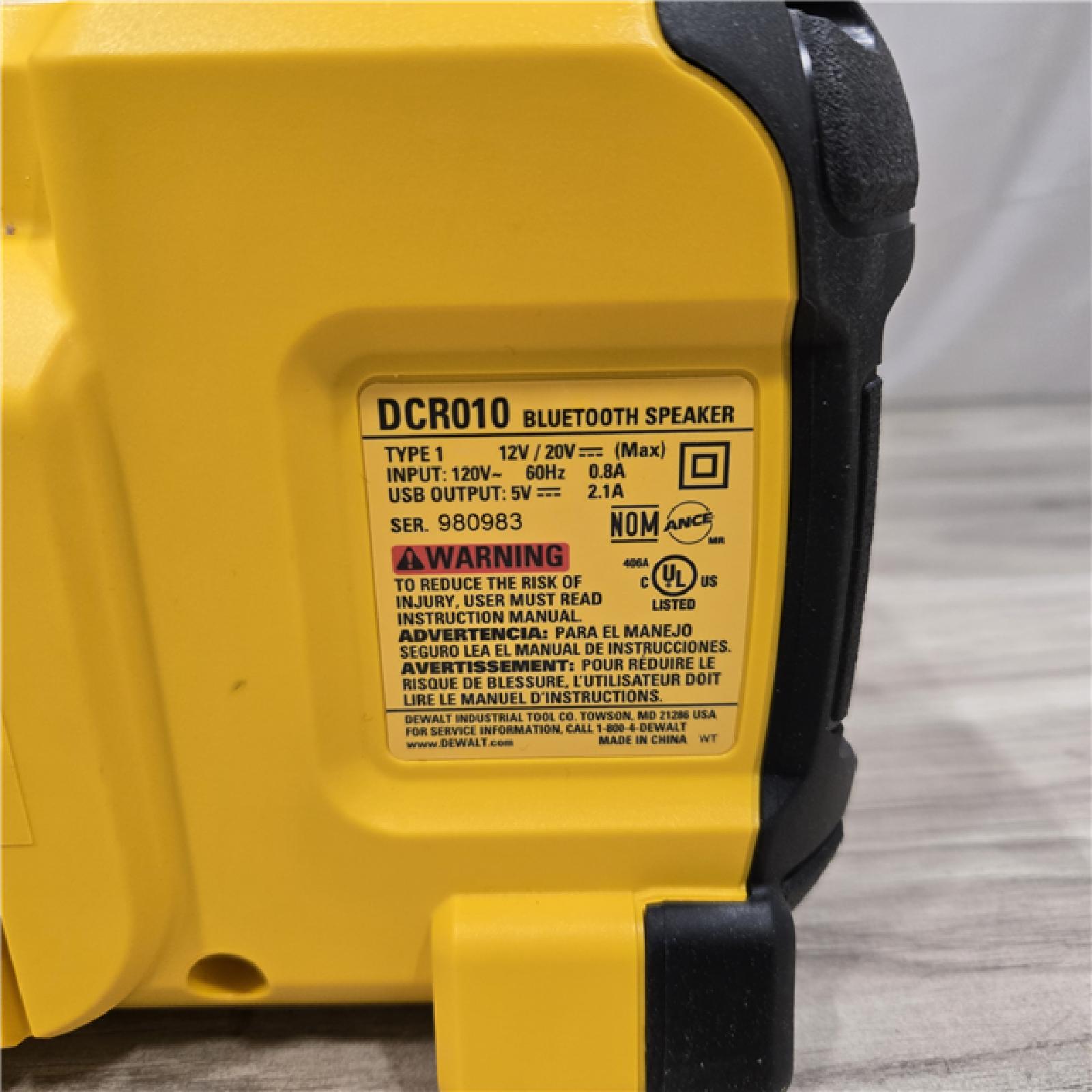 AS-IS DeWalt Bluetooth Speaker (Tool-Only)