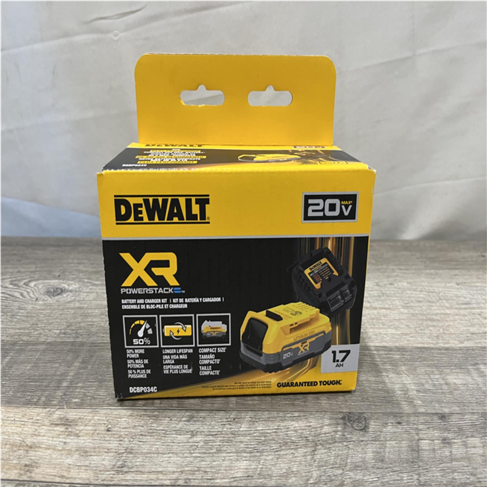 NEW - DEWALT 20V MAX XR POWERSTACK Lithium-Ion Battery Starter Kit with 1.7Ah Battery and Charger