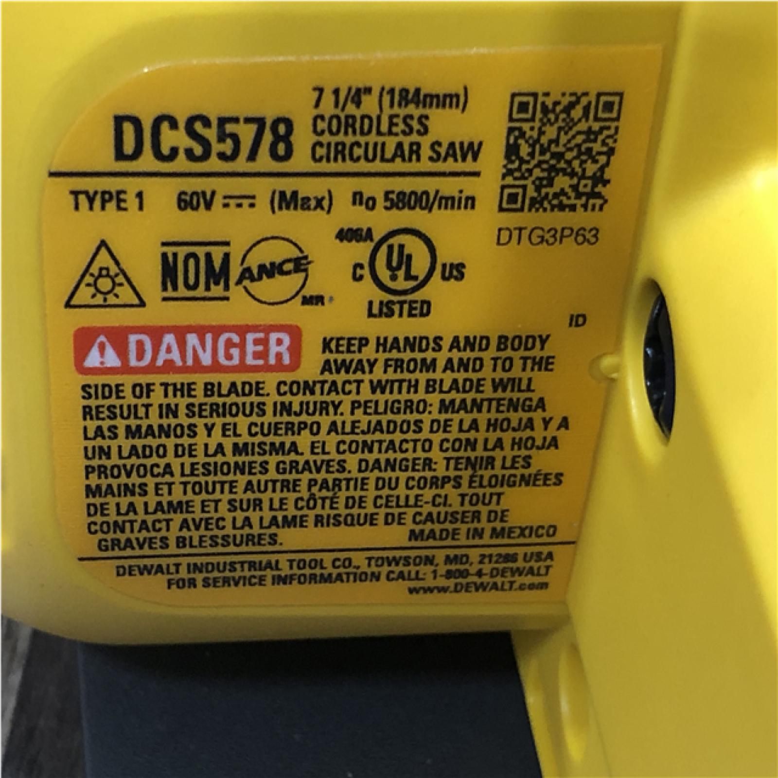 AS-IS DEWALT FLEXVOLT 60V MAX Cordless Brushless 7-1/4 in. Circular Saw with Brake (Tool Only)