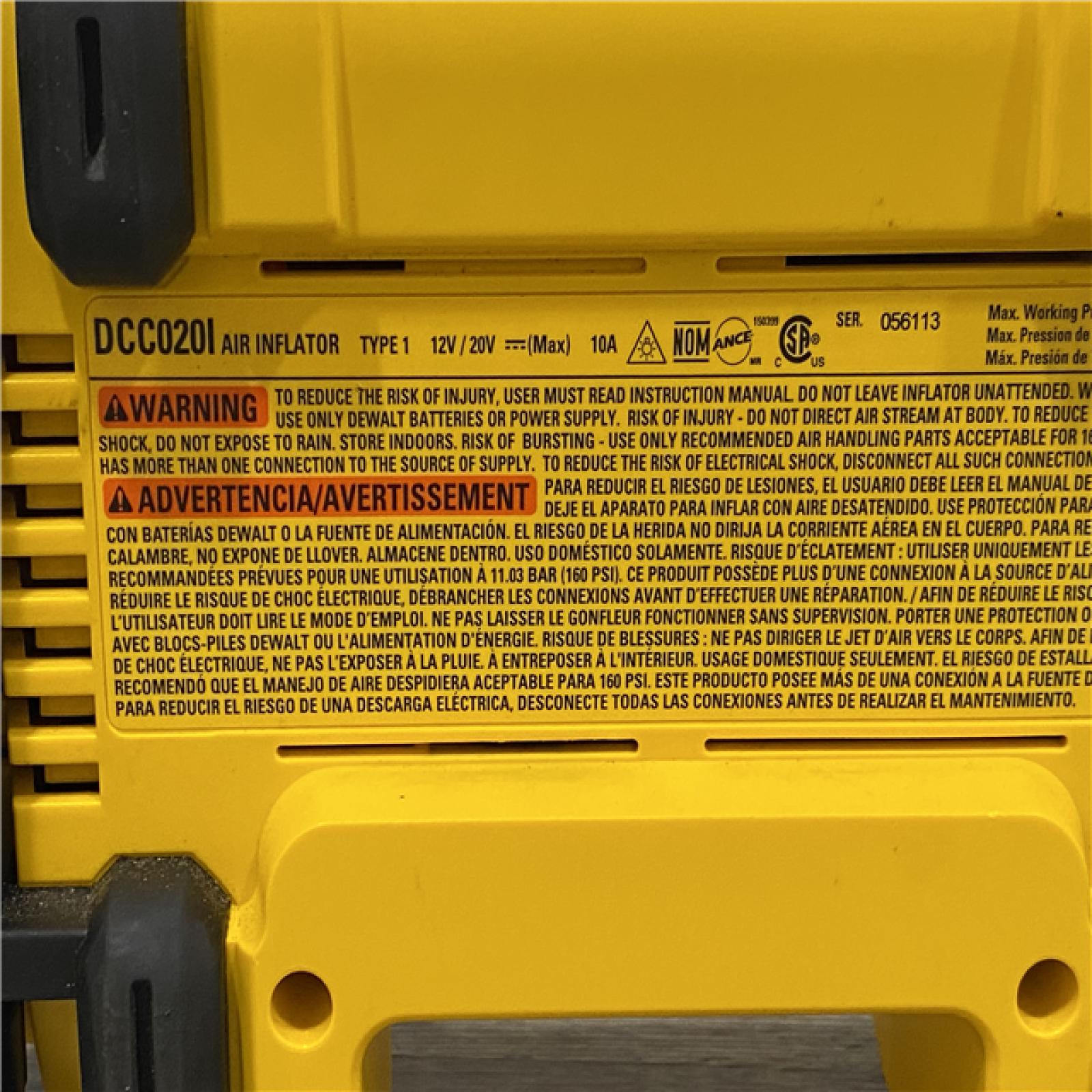 AS-IS DEWALT 20V MAX Cordless Electric Portable Inflator (Tool Only)