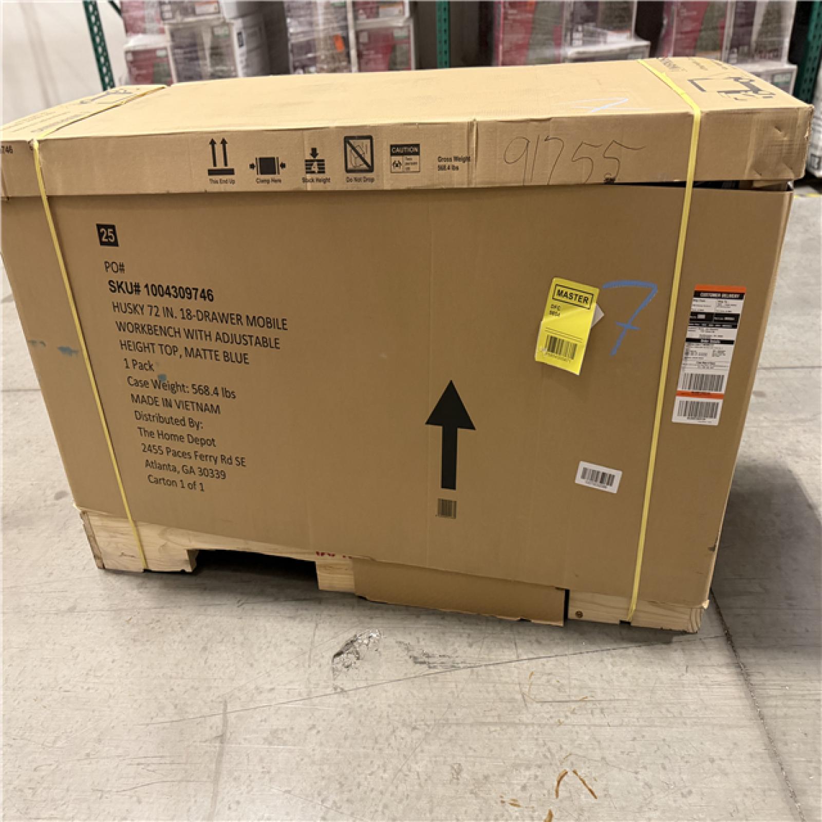 DALLAS LOCATION - HUSKY 72IN 18 DRAWER MOBILE WORKBENCH
